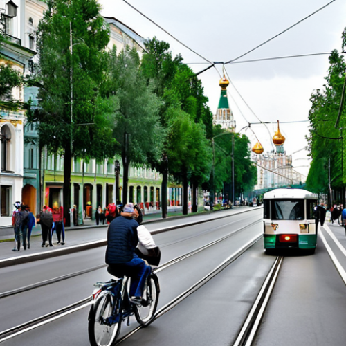 Home 7 도시계획 관련 법률 - **A bustling Moscow city street, daytime.** Modern architecture blends with historical buildings. Pe...