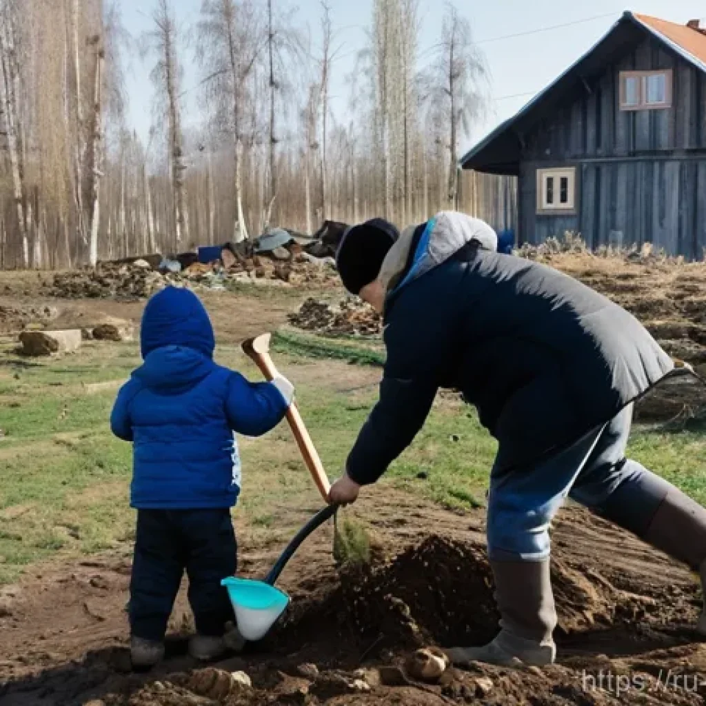 토지이용계획 - **Prompt:** A diverse Russian family, including a father, mother, and their young child (wearing com...