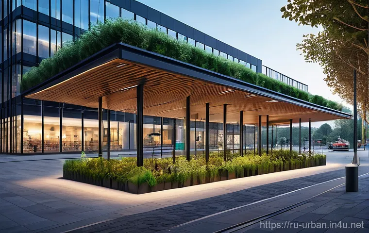 도시환경계획 - **Vibrant Human-Centered Urban Park with Eco-Architecture**
    A lively, inclusive urban park scene...