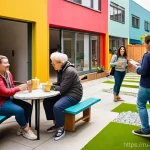 Home 16 소셜믹스 주거정책 - **Vibrant Community Gathering in a Modern Courtyard**
A wide-angle shot of a lively, modern resi...