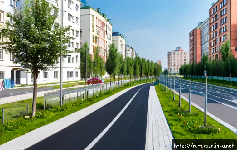 Home 17 지속가능 도시개발 - Photorealistic wide-angle view of a sustainable urban neighborhood in Moscow, modern energy-efficien...